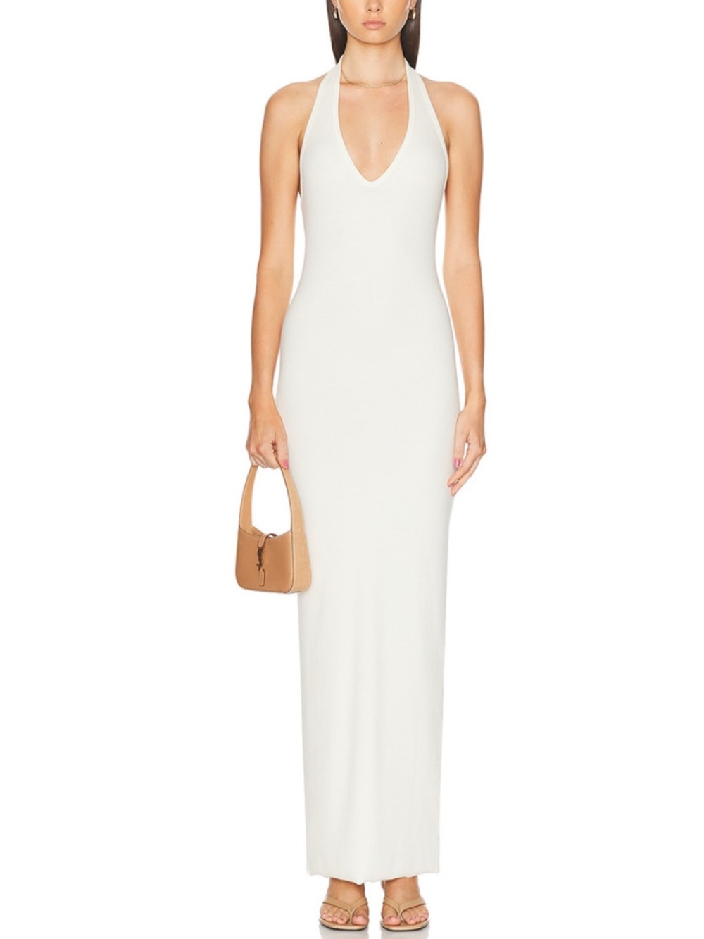 Eterne Ivory Halter Maxi Dress